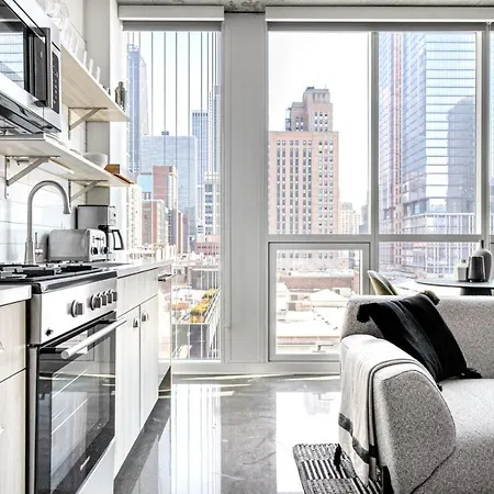 River N 1br W Gym Pool Nr L Stop Chi-361 Apartment