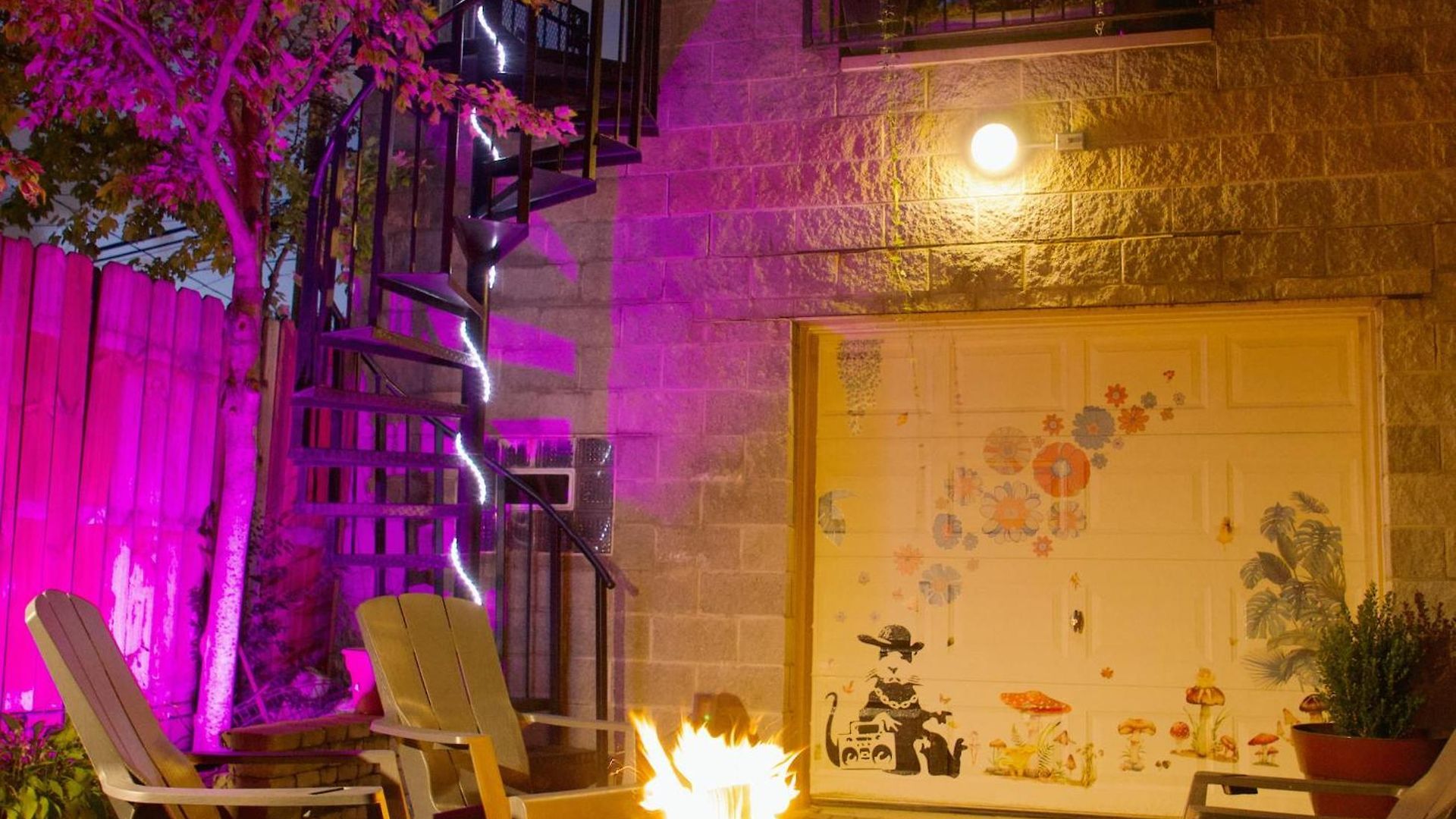 The Banksy-greystone Rooftop Firepit United Center Chicago