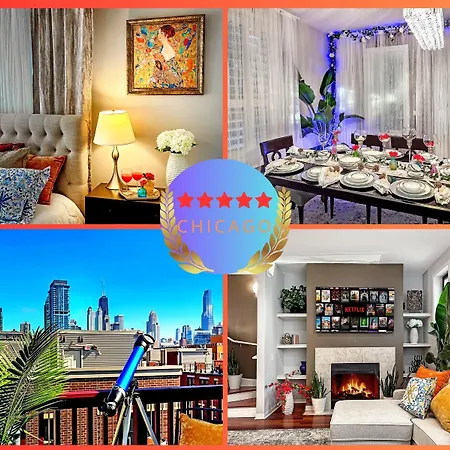 Art Downtown Fulton Market Entire 3 Bedroom Sleep10 Private Garage Roof Ev Tesla * Chicago