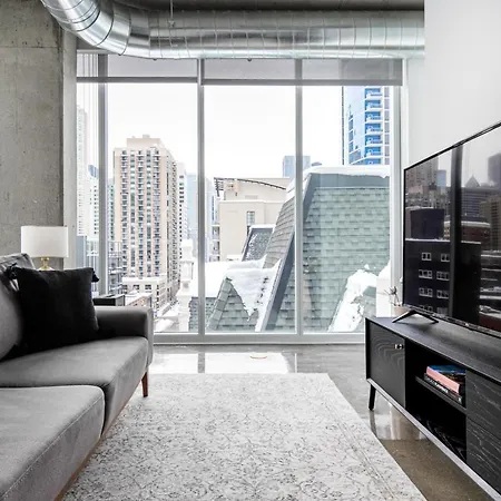 Apartment River N 1br W Gym Pool Nr L Stop Chi-355